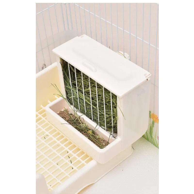 Rabbit pot straw rack food tank fixed hanging anti-picklifting chinchilla Dutch pig built-in plastic straw box