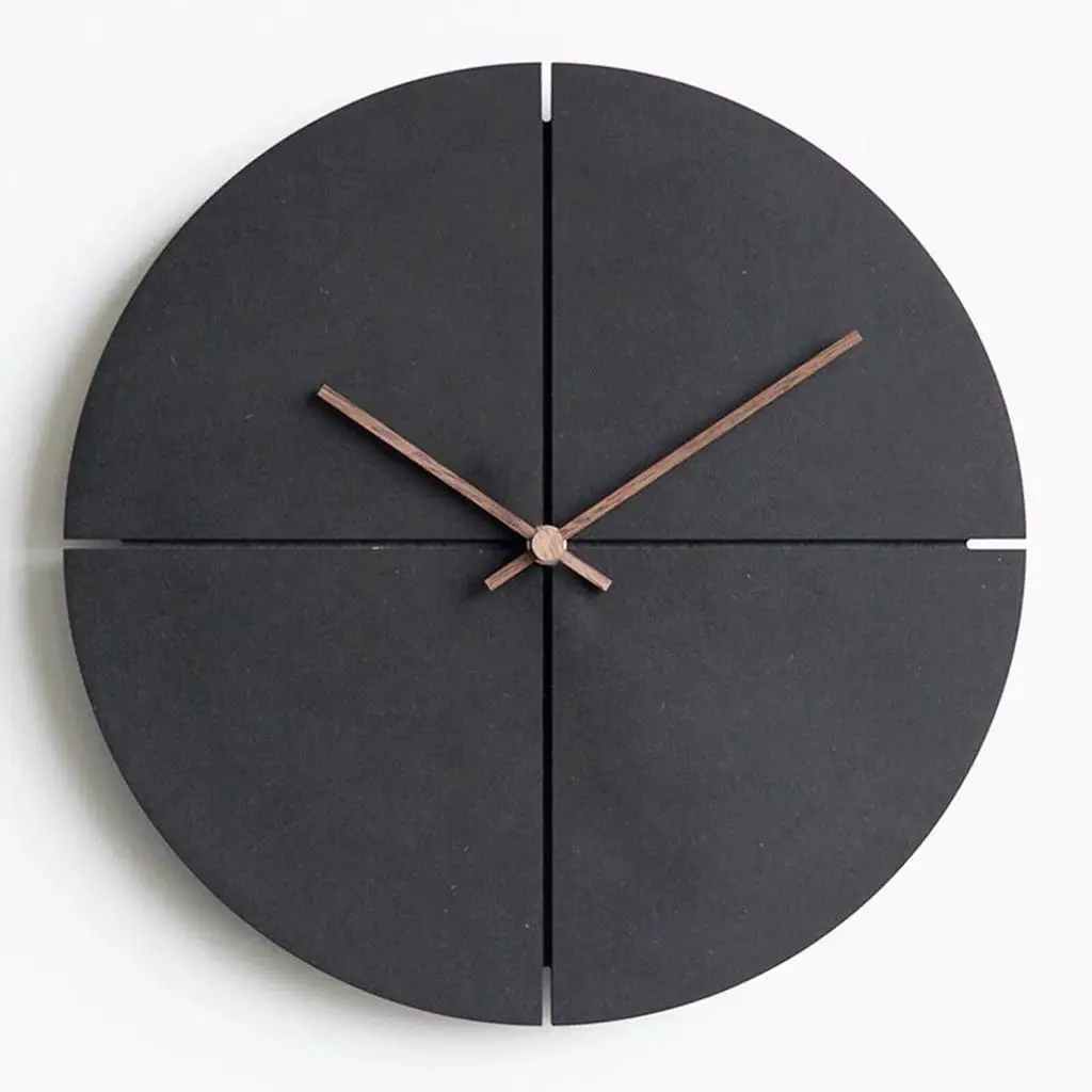 Wooden Wall Clock Silent Quartz Round Hanging Watch Bedroom Decoration