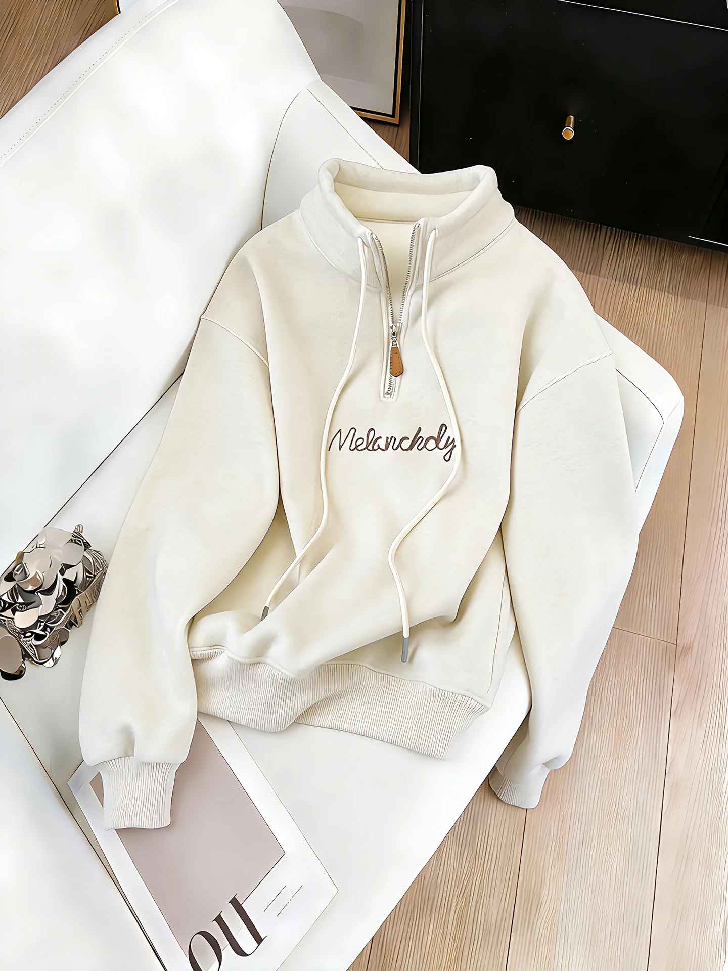 

Женская толстовка с капюшоном с буквенным принтом в стиле ретро, весенне-осенняя свободная шикарная толстовка на молнии, повседневная одежда из полиэфирного волокна