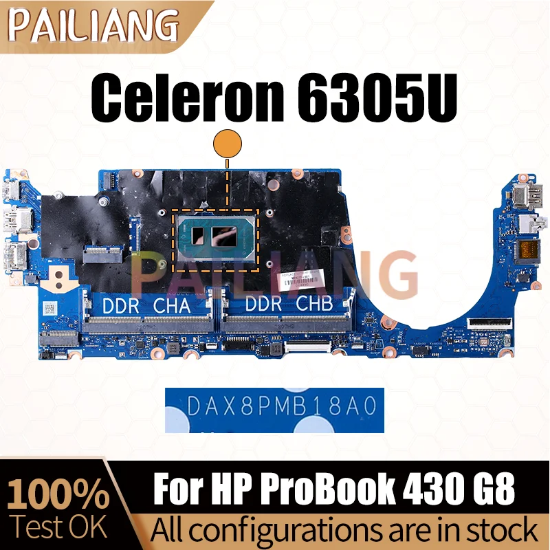 For HPProBook 430 G8 Notebook Mainboard DAX8PMB18A0 SRK0B Celeron 6305U Laptop Motherboard Full Tested