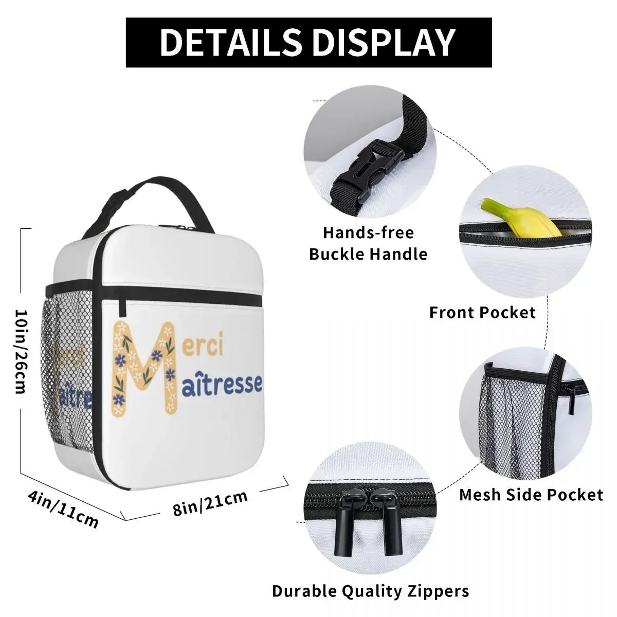 Mistress Lunch Bag For Women Floral Letter Graphic Lunch Box Casual Office Cooler Bag Insulated Waterproof Tote Food Bags