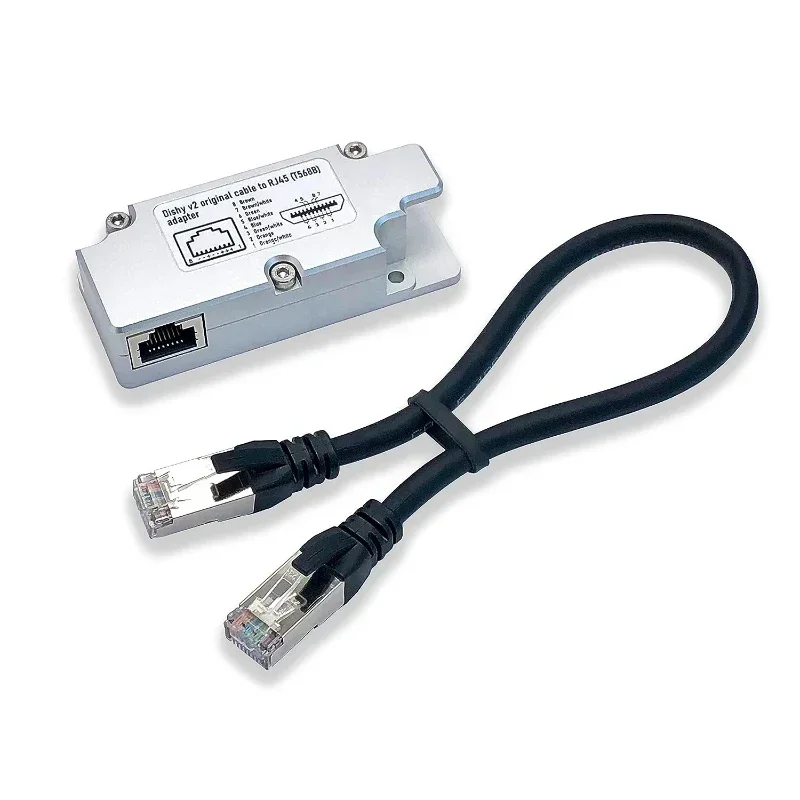 

Прямоугольный переходник кабеля для посуды на RJ45. Соедините свой Dishy V2 к инжектору быстро и легко.