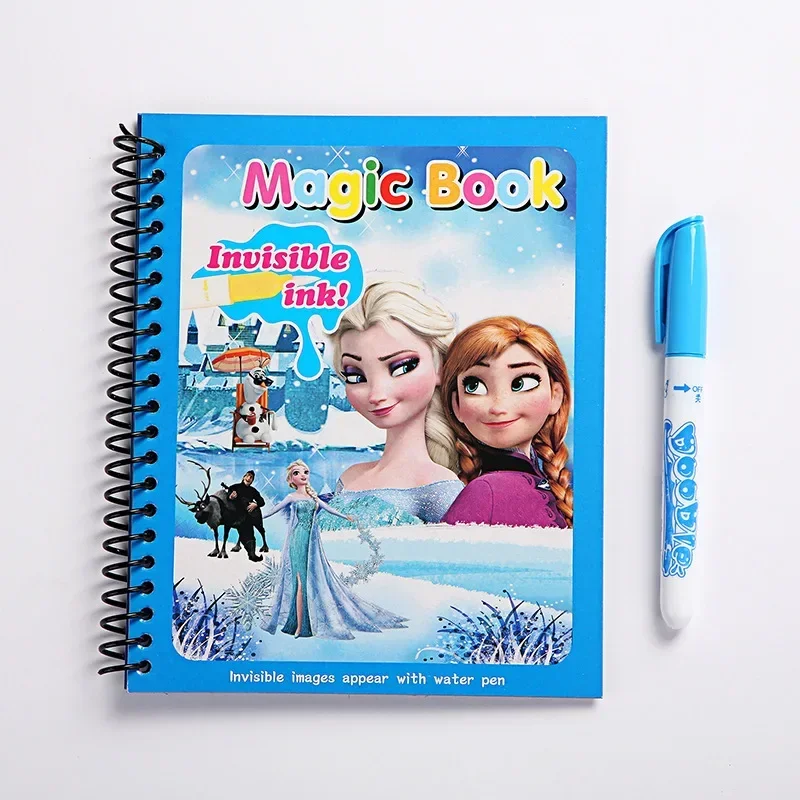 Buku lukisan grafiti anak-anak, gambar kartun animasi "Frozen" mainan taman kanak-kanak DIY ajaib lukisan cat air