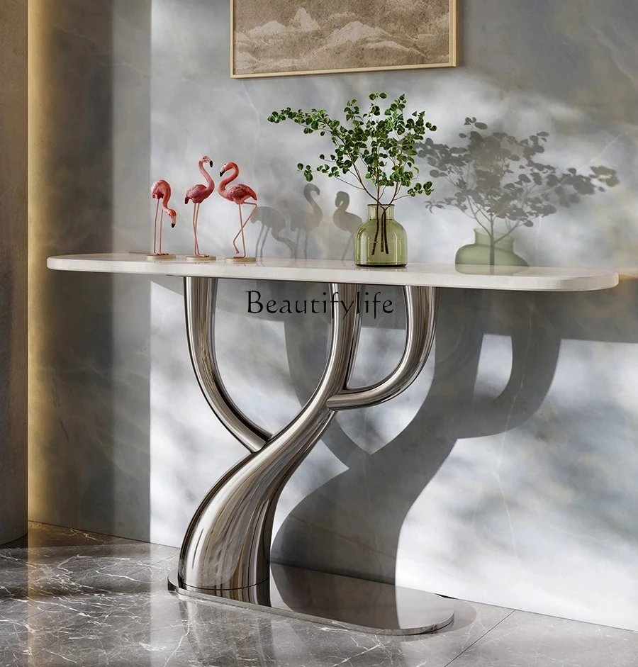 

ls 18 Modern simple light luxury Xuanguan platform creative end view table entry living room wall shelf