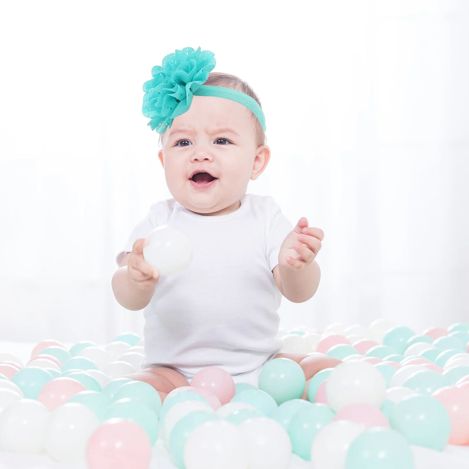 

1Pcs Tutu Skirt Flower Headband Baby Girls Photography Props Newborn Birthday Dress Headwear Size L Blue Easy Wash Stain