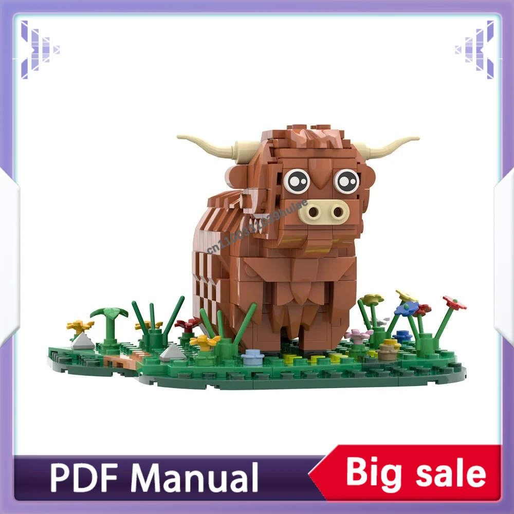 

MOC Highland Cattle Bricks Model Scotland Highland Cattle kyloe Animal Building Blocks Assemble Educational Toys Kids DIY Gifts