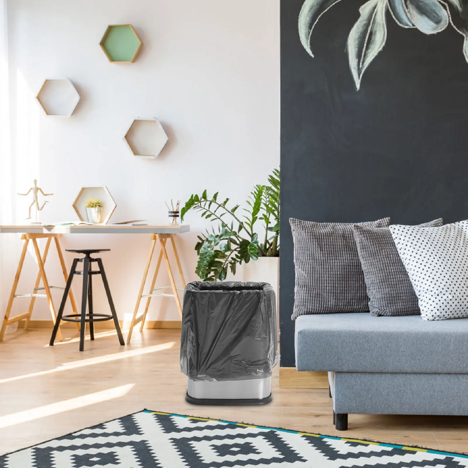 

8L Stainless Steel Trash Can Dual Compartment Open Top Kitchen Bathroom Living Room Waste Container Trash Can Bedroom