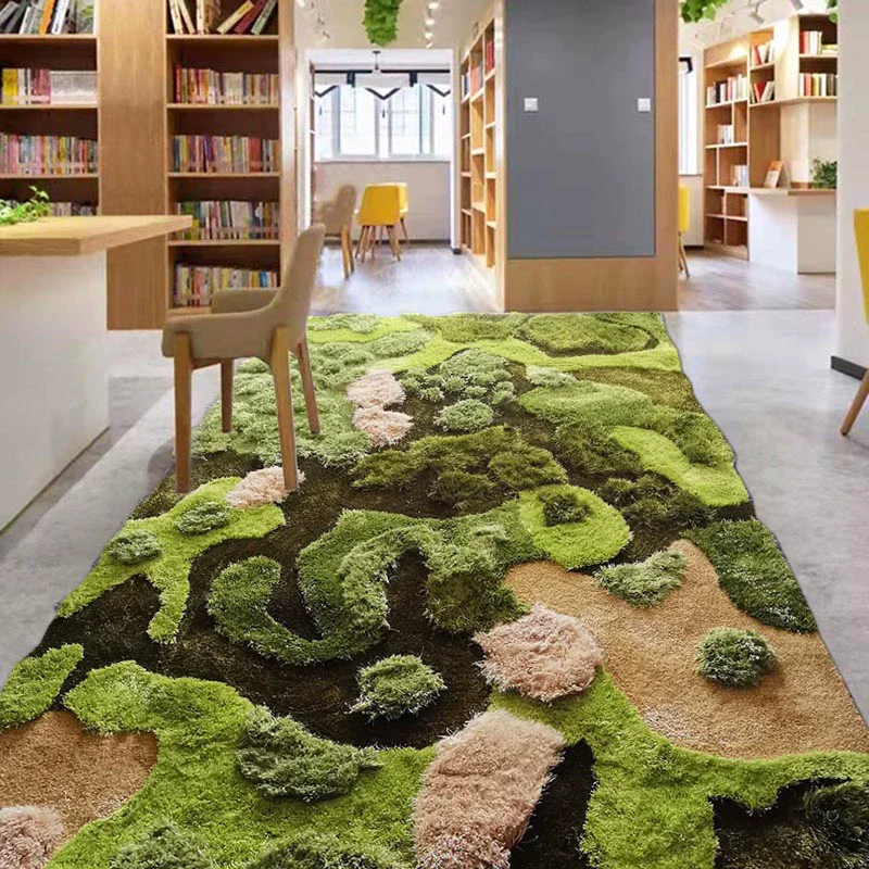 Rectangular Imitation Lawn Indoor Carpet For Living Room Home Green Grass Rugs For Bedroom Soft Library Reading Area Floor Mat