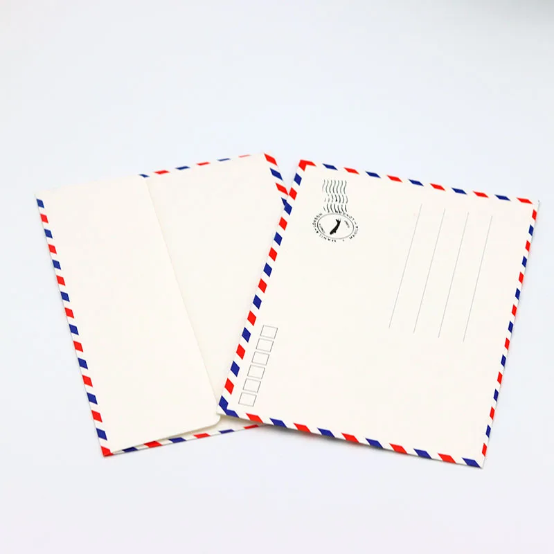 20pcs/batch kraft paper envelope with color stripe edges, aviation envelope storage envelope 17.5 * 12.3cm