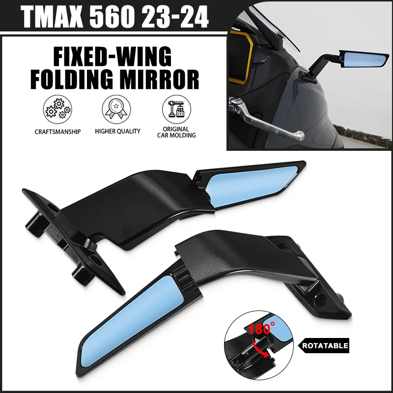 

Newlest For TMAX560 TECH MAX 23-24 Modified Adjustable Rear Mirrors CNC Motorcycle Rotating Rearview Mirror Wind Wings tmax560