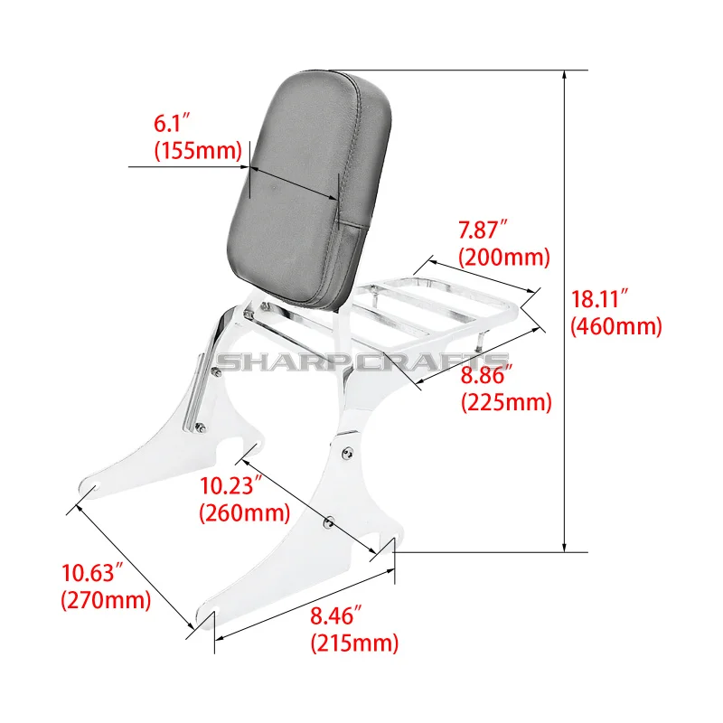 Motorcycle Rear Luggage Rack Support VN800 Backrest Seat Sissy Bar For Kawasaki Vulcan VN 800 Classic VN400 VN 400 1996 - 2019