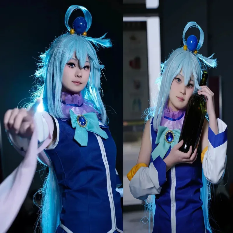 

Аниме Йи 2025. КоноСуба Божье благословение в этом чудесном мире. Косплей. Аква. Костюм. Униформа. Пальто. Юбка. Парик. Комплект. Вечеринка.