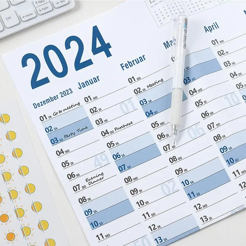 جدول مستدير تقويم سنة كاملة ، يوم ، سنة سنوية ، ملصق كبير ، تقويم للعمل الأكاديمي