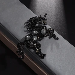 Exquisite Black Unicorn Horse Brooch Men and Women Banquet Exquisite Brooch Wedding Cocktail Party Dress Accessories