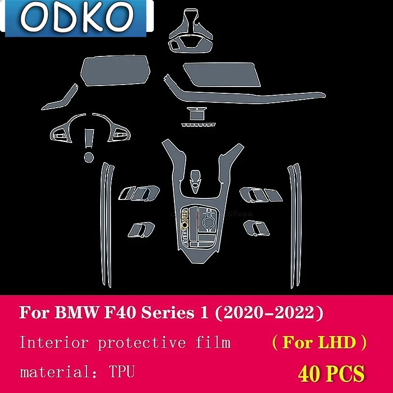 For BMW F40 Series 1 2020-2022 Car Interior Center console Transparent TPU Protective film Anti-scratc Repair film Accessories