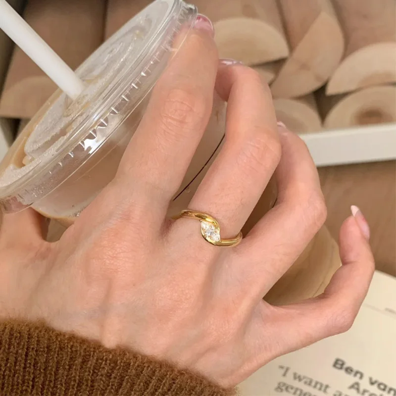 Foxanry Silver Color Minimalist Zircon Ring For Women Couples Elegant Classic Fashion Personality Exquisite Wedding Jewelry Gift