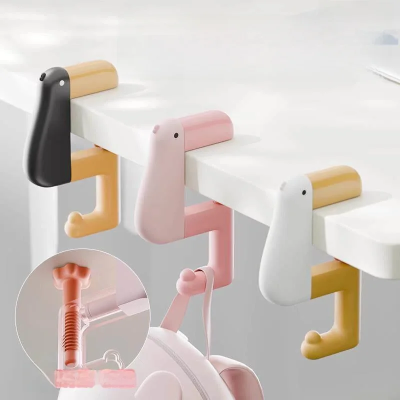 

Cute Cartoon Duck Hook Student Office Desk Hook Bag Storage Organizer Creative S-Shaped Plastic Hooks for Children And Office