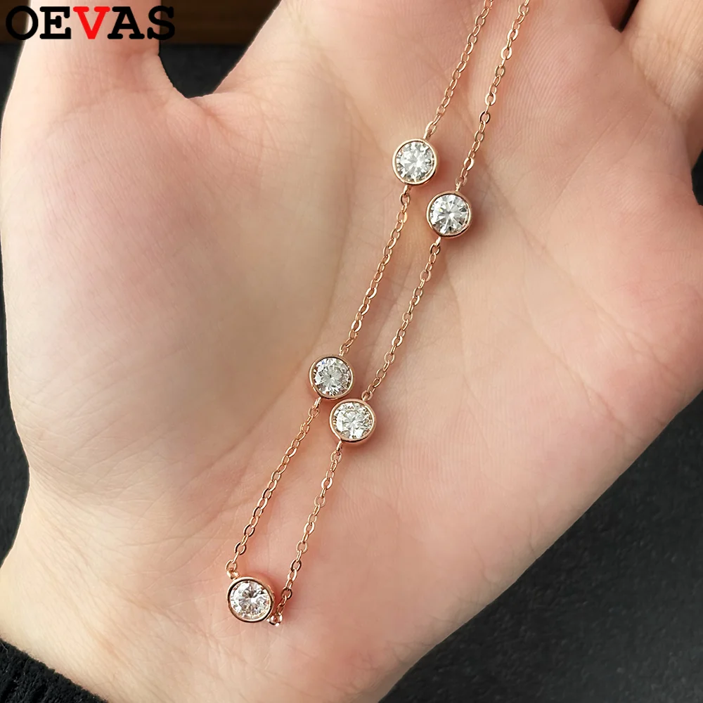 

OEVAS 100% стерлинговое серебро 925 пробы 0,5 карата, сверкающий муассанит для женщин, цепочки, ожерелье, высокое качество, элегантный шарм, ювелирные изделия