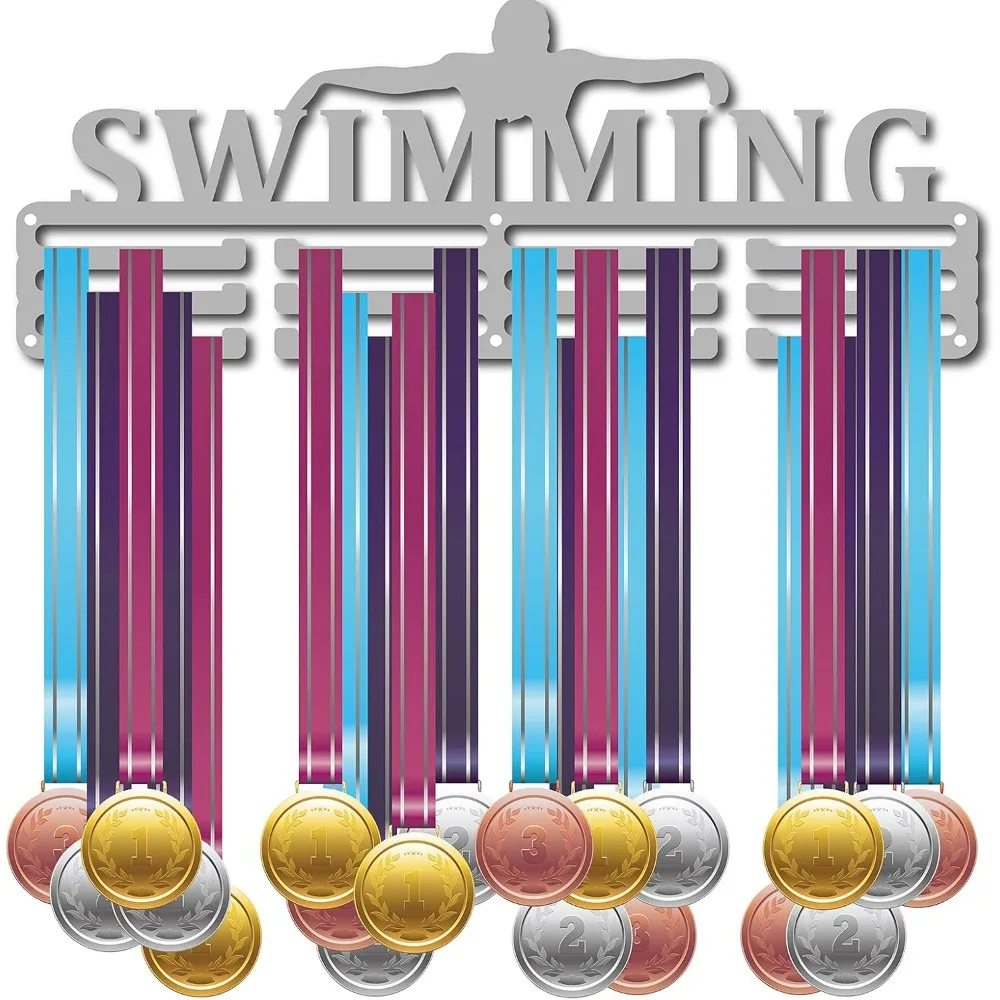 Medal Holder Sport Swimming Athlete Words Awards Display Stand Wall Rack Mount Hanger Decor for Champion Home Medalist Gymnastic