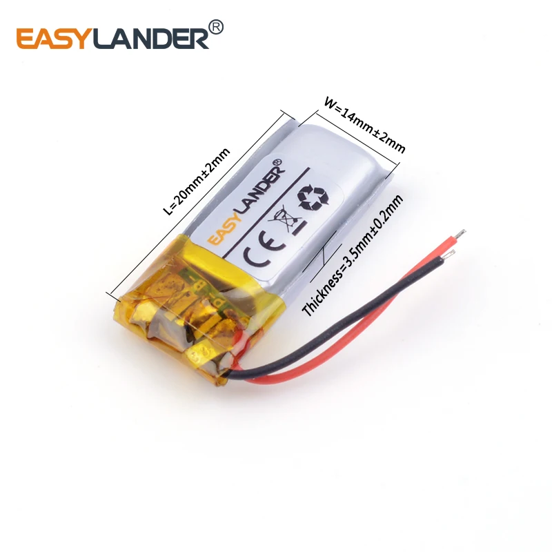 

10pcs /Lot 3.7V 351420 90mAh Rechargeable Lithium Li-ion Li Polymer Battery For MP3 Bluetooth headset small toys