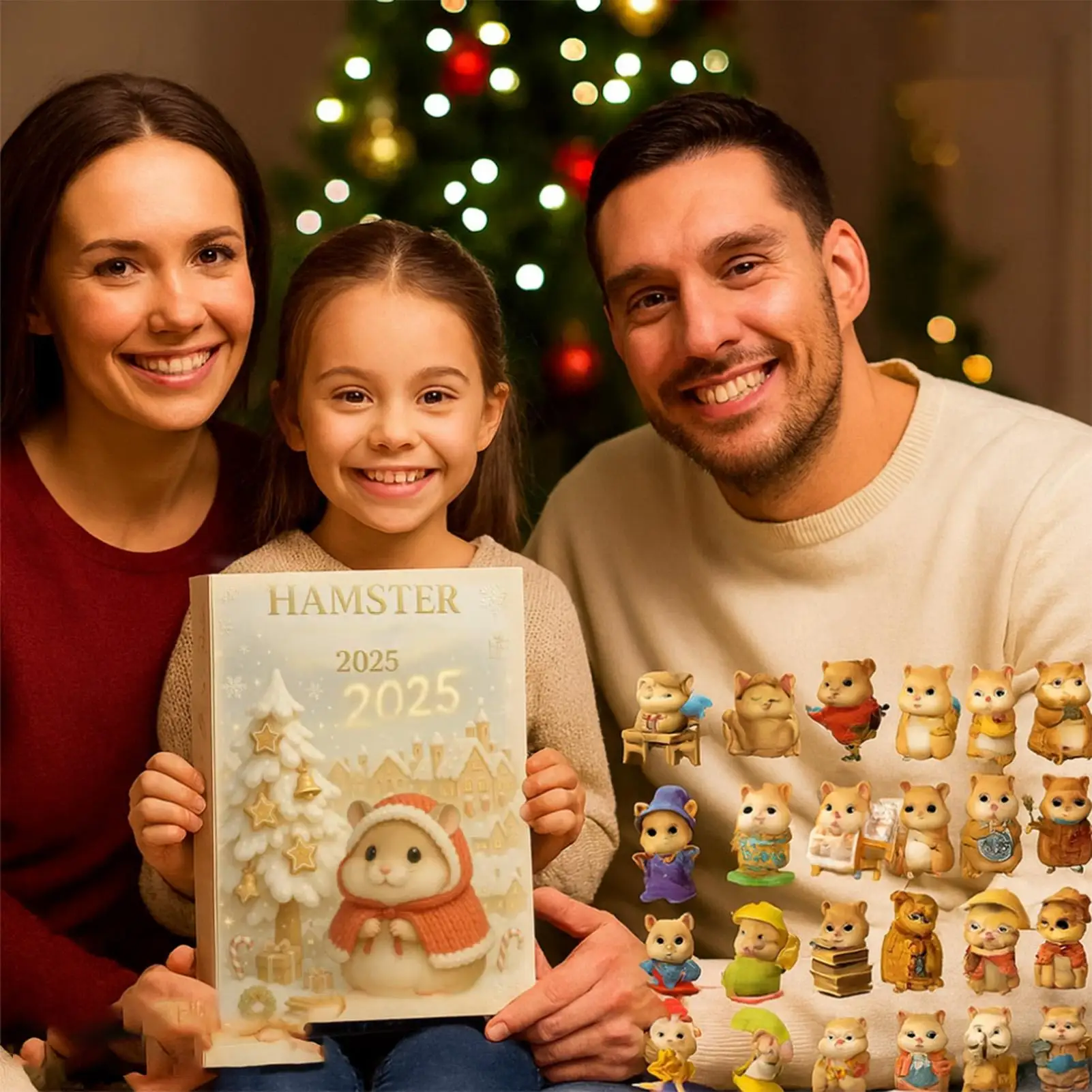 الهامستر تقويم القدوم 2025 24 يوما 2D الاكريليك شجرة عيد الميلاد زخرفة العد التنازلي الديكور للمنزل عطلة حفلة Favors #3