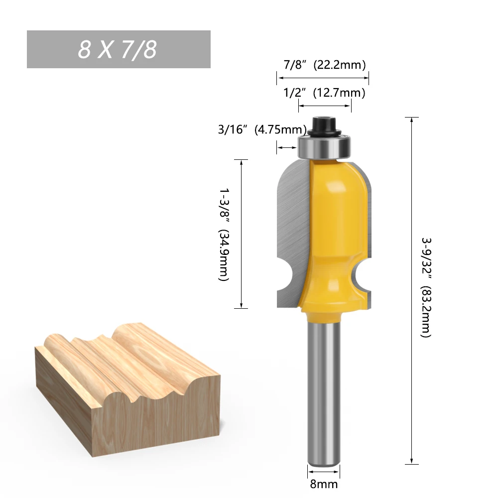 LAVIE 1pc 8MM Shank Architectural Molding Line Router Bit Woodworking Milling Cutter For Wood Bit Face Mill Wood MC02080