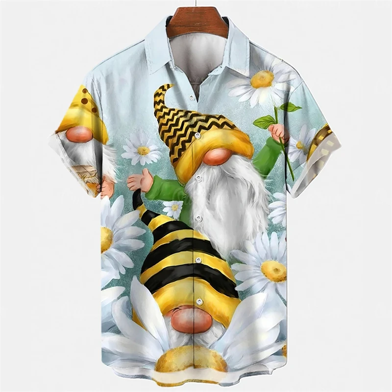Funny Santa Claus Cosplay 3D Printed Shirts For Men Clothes Hawaiian Christmas Gifts Blouses Casual Y2k Button Tops Beach Shirts
