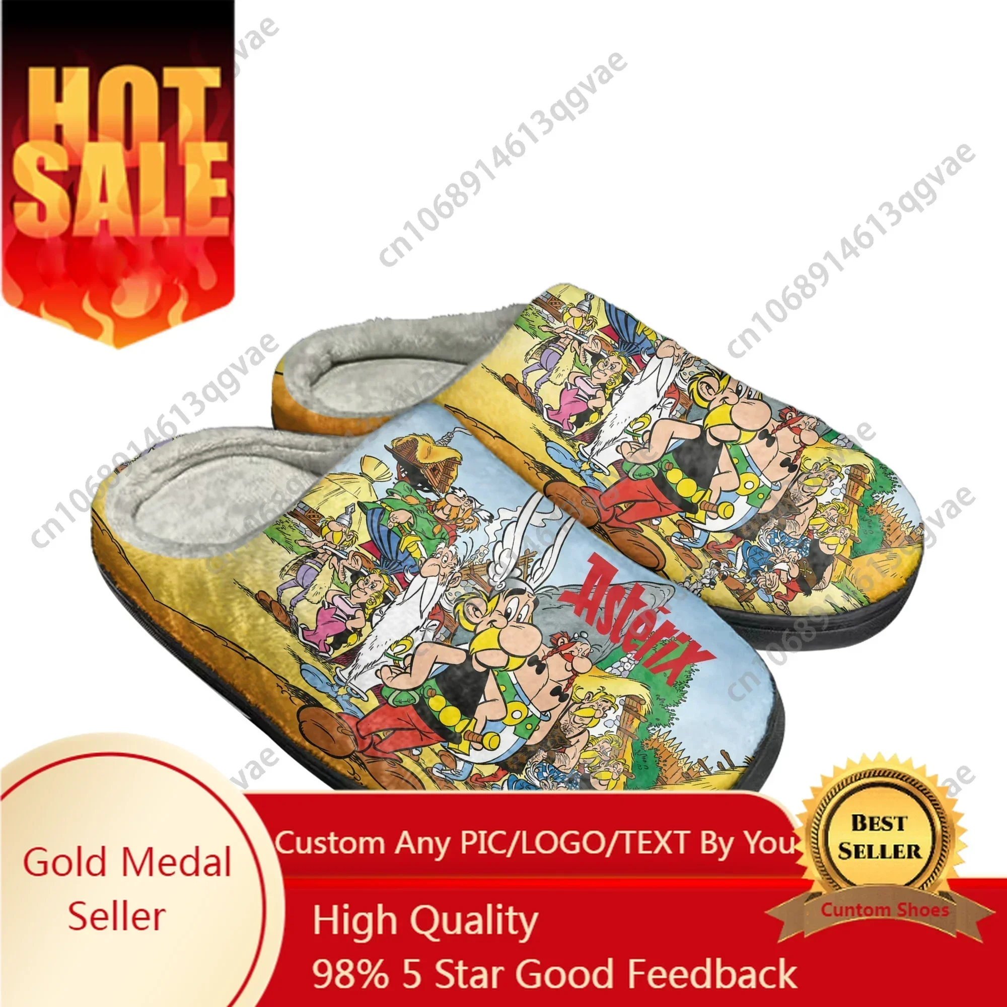 

Asterix Adventure Obelix Home Cotton Slippers Men Women Plush Bedroom Casual Keep Warm Shoes Anime Thermal Indoor Slipper