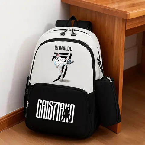 Cristiano Ronaldo Backpack Pencil Bag Football Boys Student Teenager Large Capacity Book Bags Men Rucksack Travel Mochila Gift