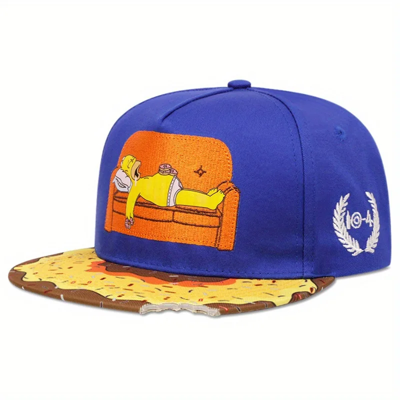 Classic TV Simpson Baseball Cap Street Embroidery Pattern Hip Hop Flat Brim Hat Cute Cartoon Adjustable Cap Kids Birthday Gifts