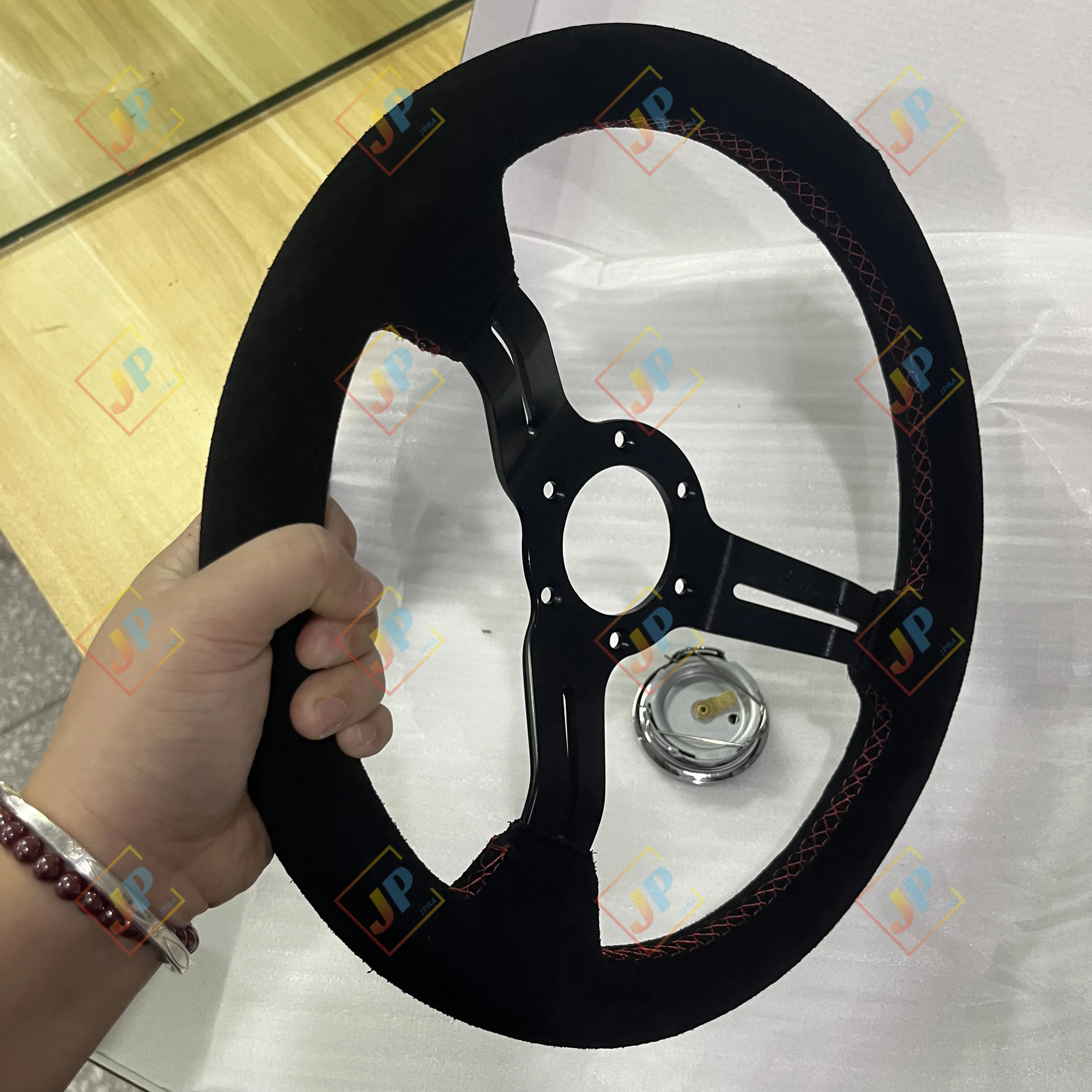 13inch Steering Wheel 330mm Leather Suede  Car Racing Steering Wheel