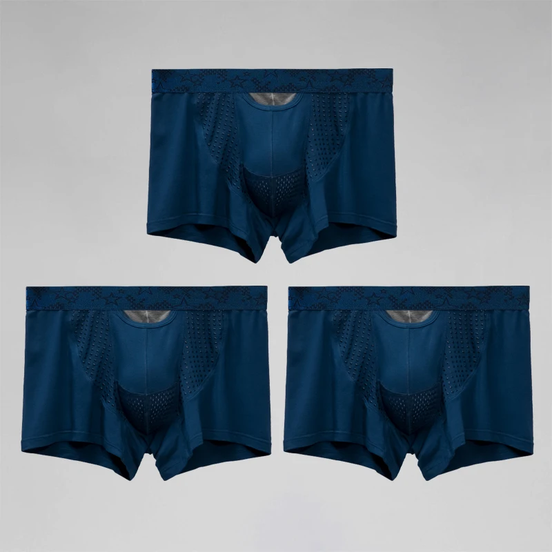 

3pc Men's seed-cord gun-bullet separate underpants with scrotal support and venous ice thread soles