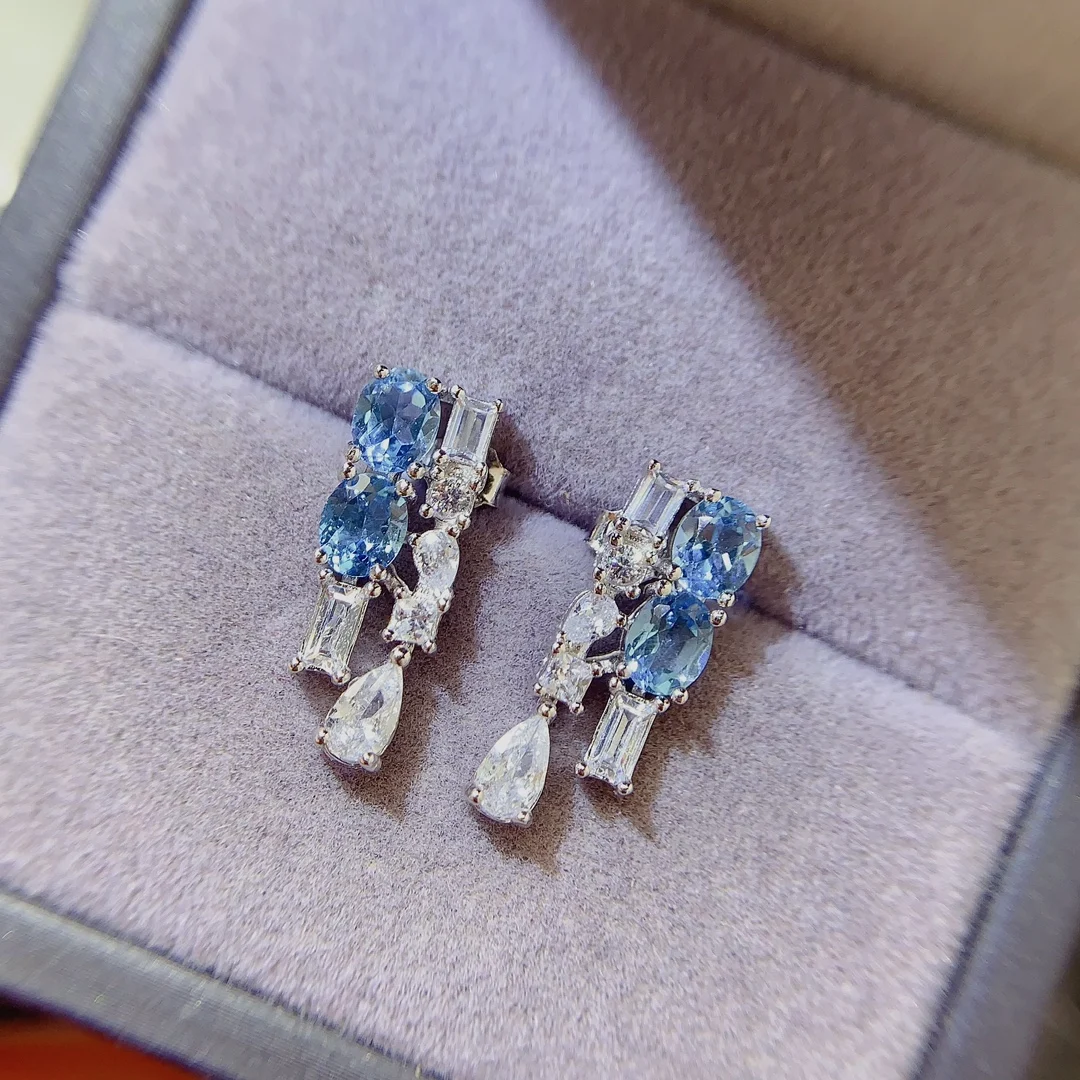 SHILOVEM 925 sterling silver Natural Topaz stud earrings classic fine Jewelry  women party gift  wholesale 4*5mm le0405935agb image 2