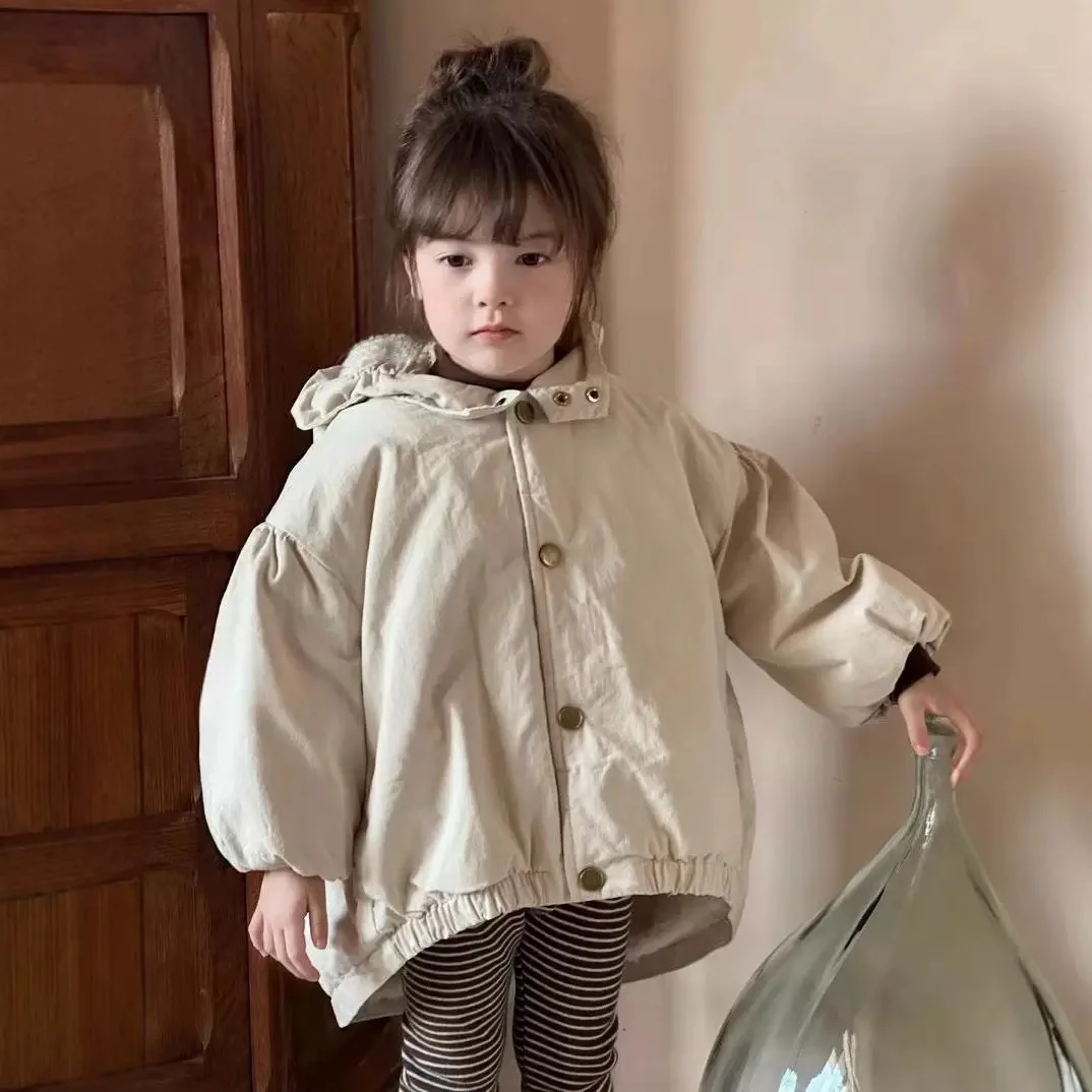 Girls High-Low Hooded Padded Coat – Thick Quilted Winter Jacket, Long Sleeve Outerwear for Toddlers Winter Coat