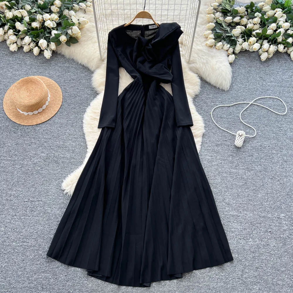 ชุดเดรสทรงบอดี้คอนสไตล์วินเทจเก๋ไก๋ แต่งลายดอกไม้สามมิติ ดีไซน์หรูหราสไตล์เกาหลี โบโฮ สำหรับผู้หญิง