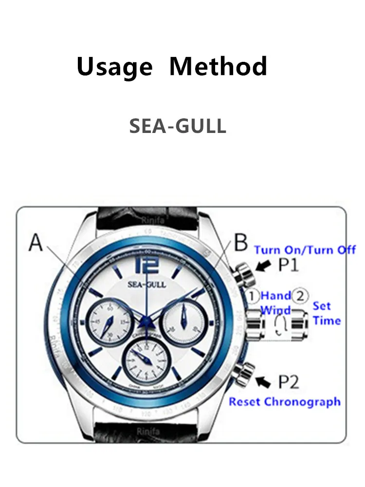 Seagull Original Pilot Chronograph Mechanical Stop Watch for Men Top Brand Luxury Air Force Hand Wind Sapphire Wristwatch Reloj