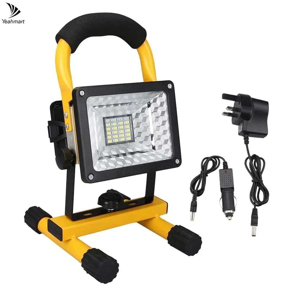 30W LED Portable Rechargeable Floodlight Waterproof Spotlight Battery Powered Searchlight Outdoor Work Lamp Camping Lantern