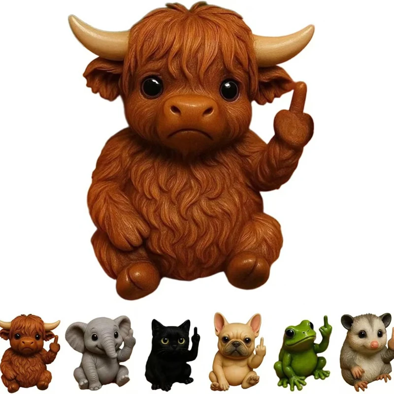 【セール中】小説樹脂動物像ミニ中指動物装飾モデルカエル猫手作りアート装飾彫刻テーブル装飾ギフト