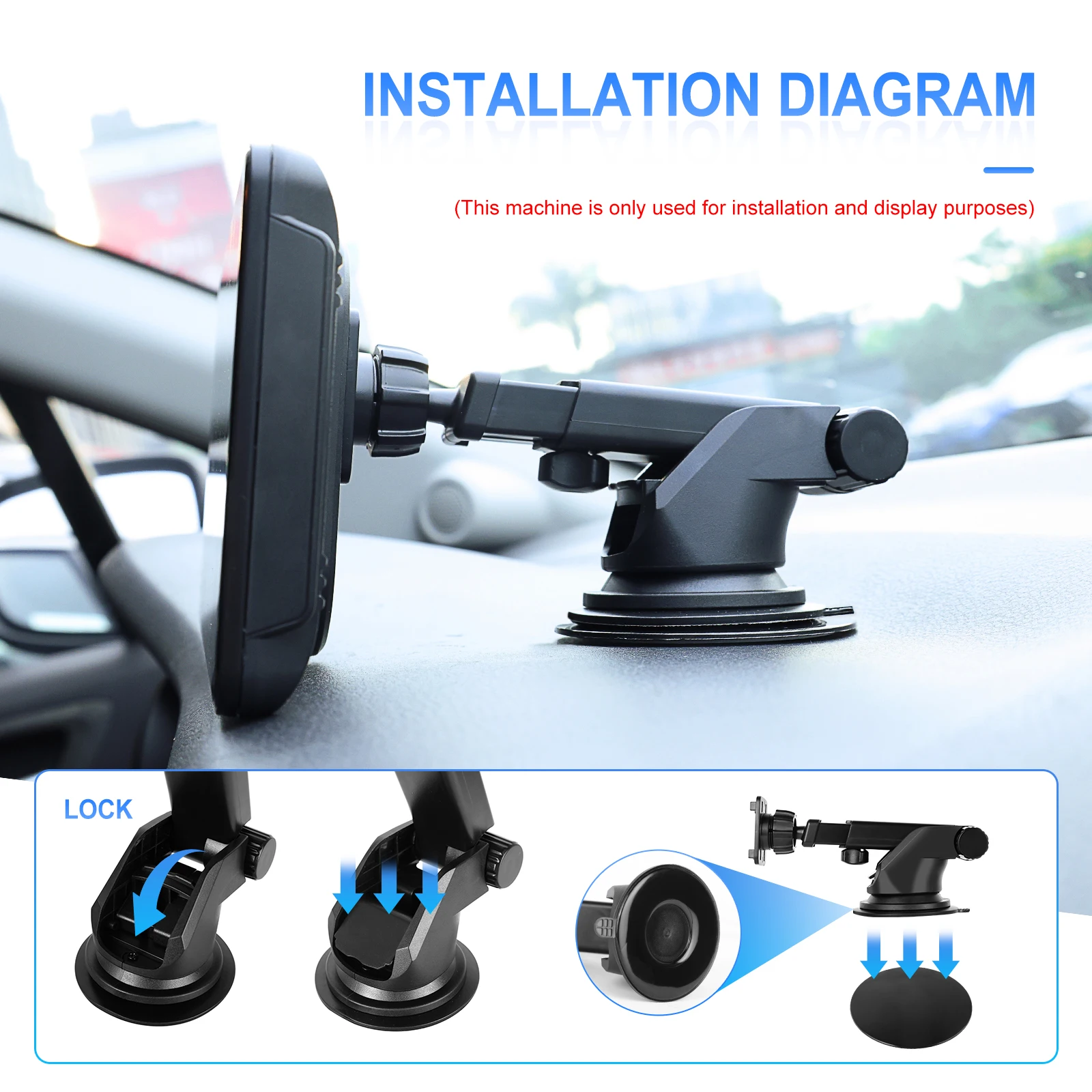 Podofo Expansion bracket holder Suction cup bracket for MP5 Car Radio Carplay Multimedia Video Player