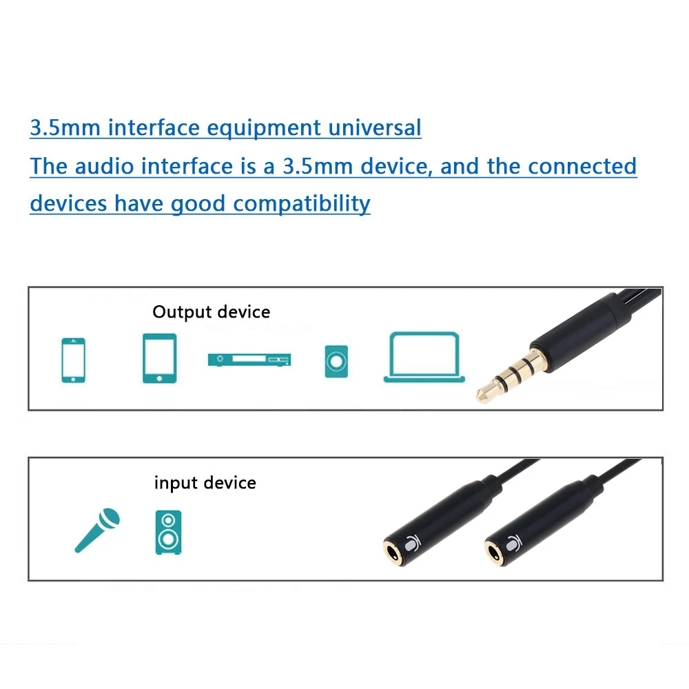 Mic Audio Splitter Mikrofon Kabel Ekstensi 3.5Mm Male To 2 Perempuan Headset Headphone Splitter untuk Ponsel Laptop PC AUX kabel