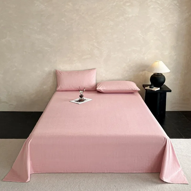 New high-grade satin jacquard Class A pure cotton bed sheet three-piece set solid color cotton bedding three-piece set