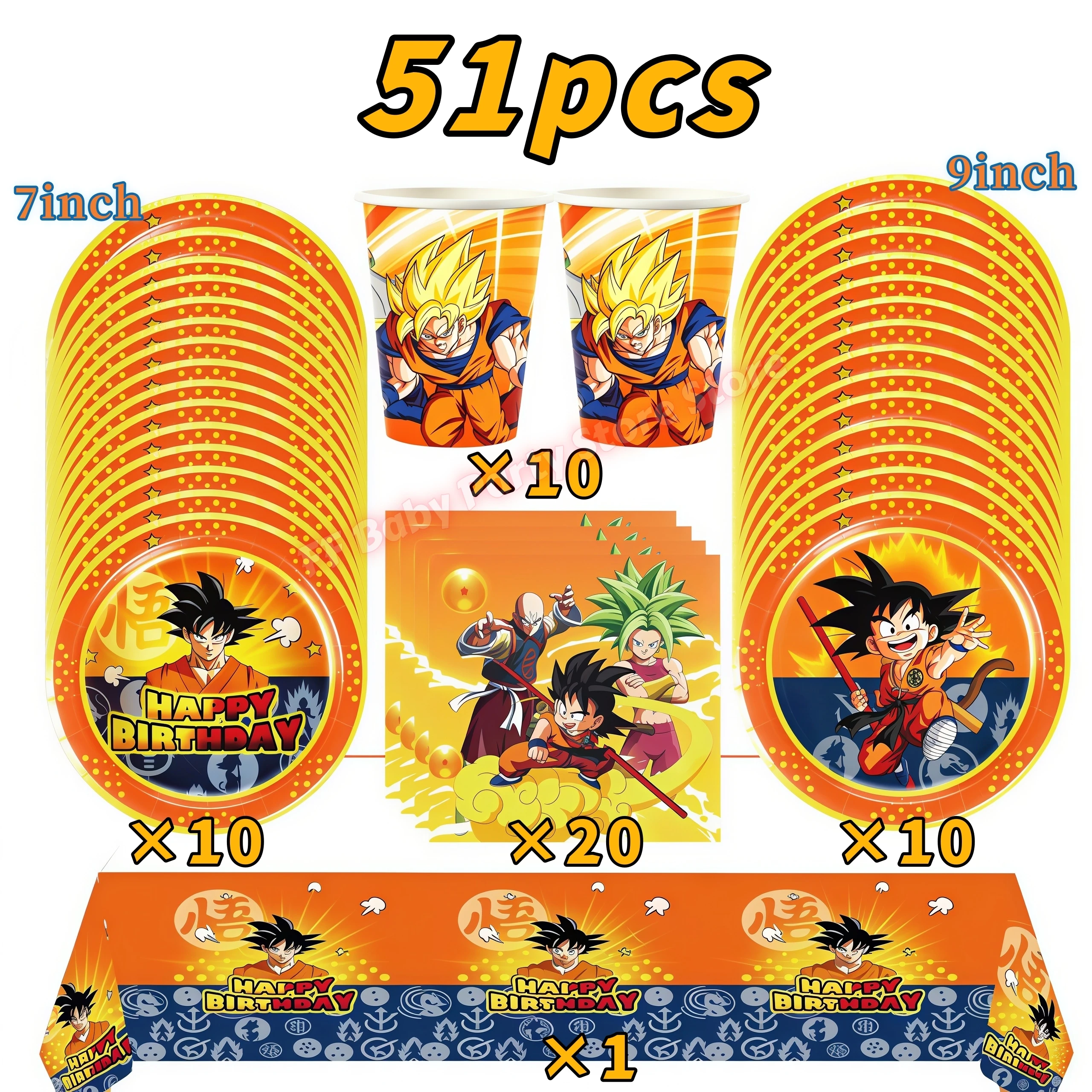Dragon Ball Geburtstagsparty-Zubehör Son Goku Luftballons Pappbecher Teller Schlüsselanhänger Armbänder Jungen Party-Favoriten Geburtstagsdekoration – Detail 35