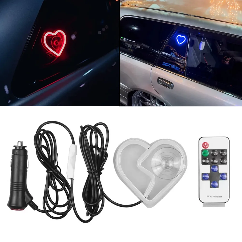 Interior LED Ambient Light for Car Windshield Window LED Strobe Heart-Shaped Atmosphere Lamp Decoration Light USB Flashing