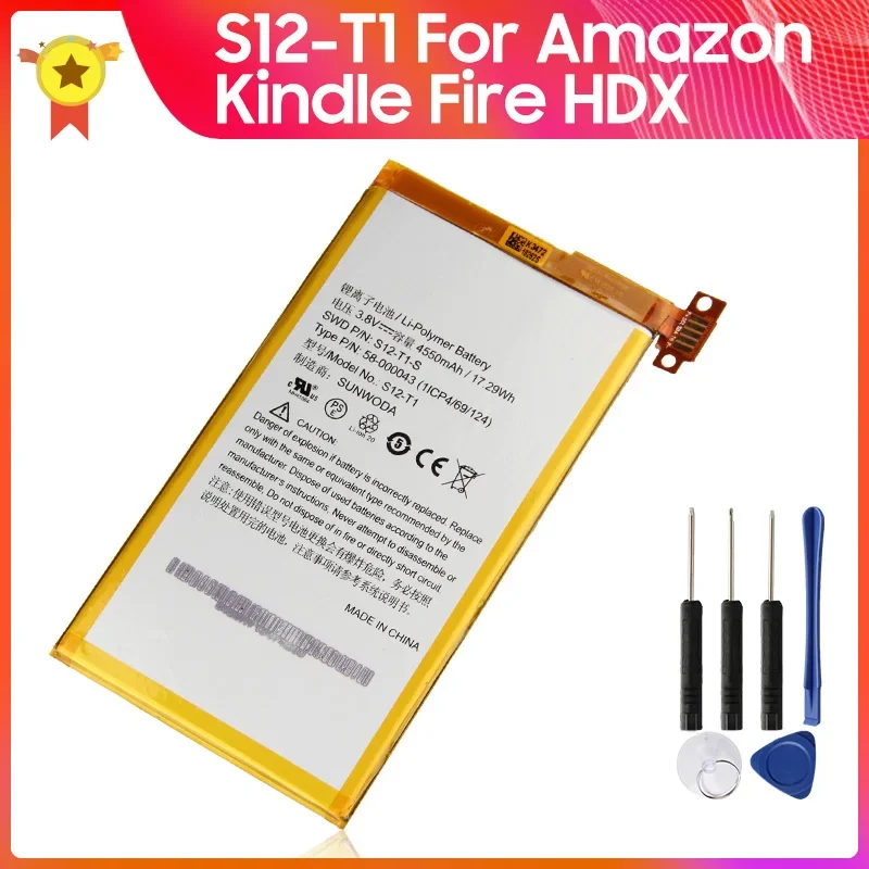 

Replacement Battery S12-T1 For Amazon Kindle Fire HDX 7 C9R6QM Kindle Fire HDX 4550mAh 3.8v 17.29wh