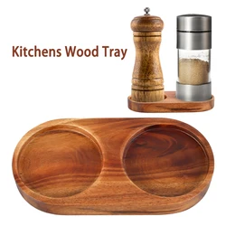 Pepper Mill Tray Wood Tray for Salt Tea Tray Multipurpose Natural Wood Kitchen Storage Holder Home Decoration Crafts for Bottle