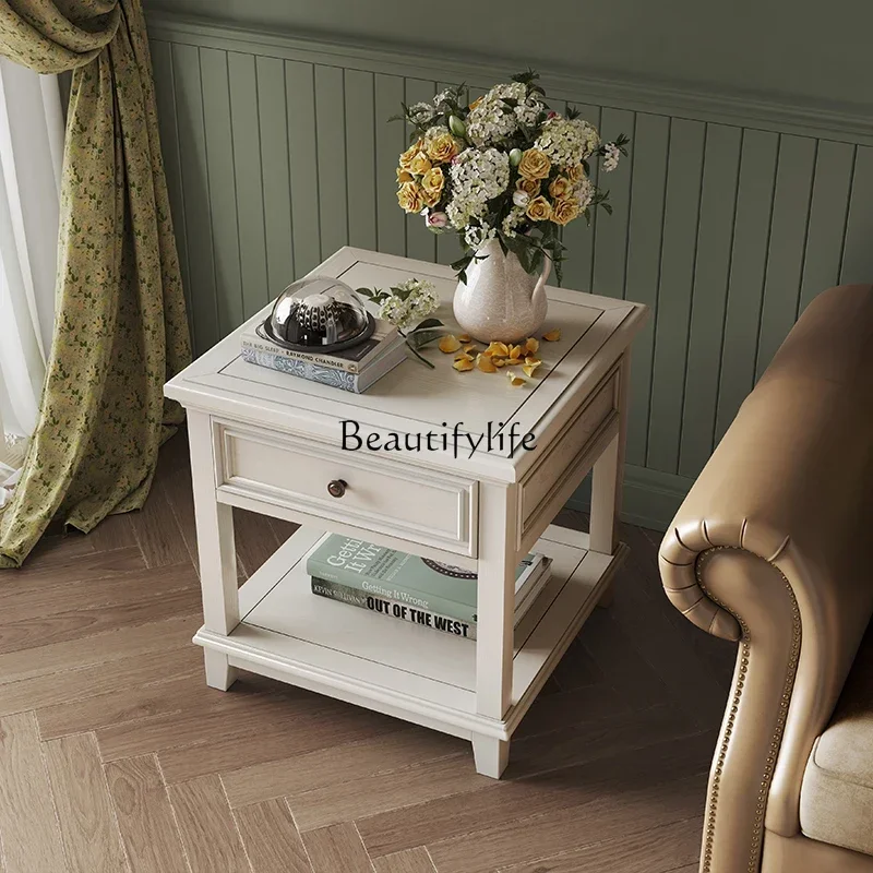 

ld14ld14 American Solid Wood Tea Table White Modern Minimalist Square Bedside Table