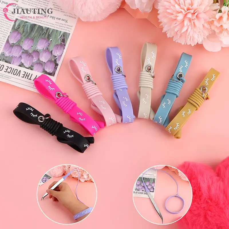 Silica Gel Wrist Strap Silicone Grafting Eyelash Tweezers Bracelet Wrist Strap Makeup Tool For Girl