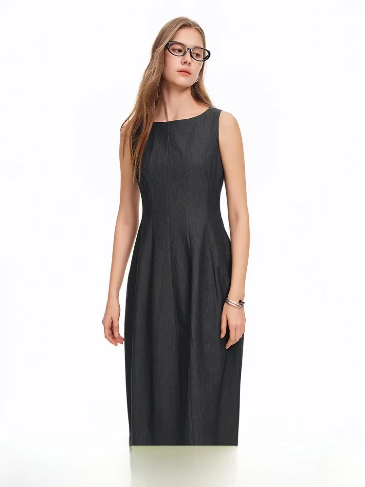 

Tulip Bud Sleeveless Gored Skirt Women's Summer Fashion High Waist Vest Dress Cotton Blend Long Skirt Zipper Closure