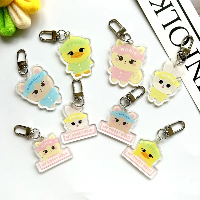 New Kpop Idol BP Animal Dolls Keyring Cartoon Acrylic Keychain Bag Accessories Backpack Couple Pendant Toy Gifts Collection