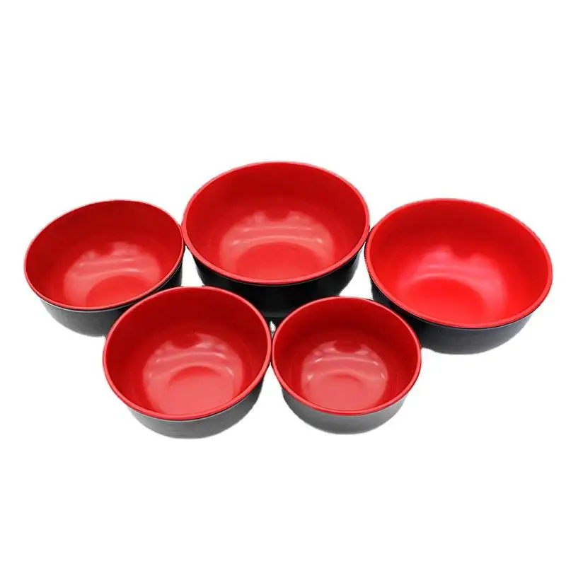 

Melamine Bowl Black and Red Imitation Porcelain Rice Bowl Soup Powder Bowl Noodle Bowl Melamine Plastic Two-color Tableware